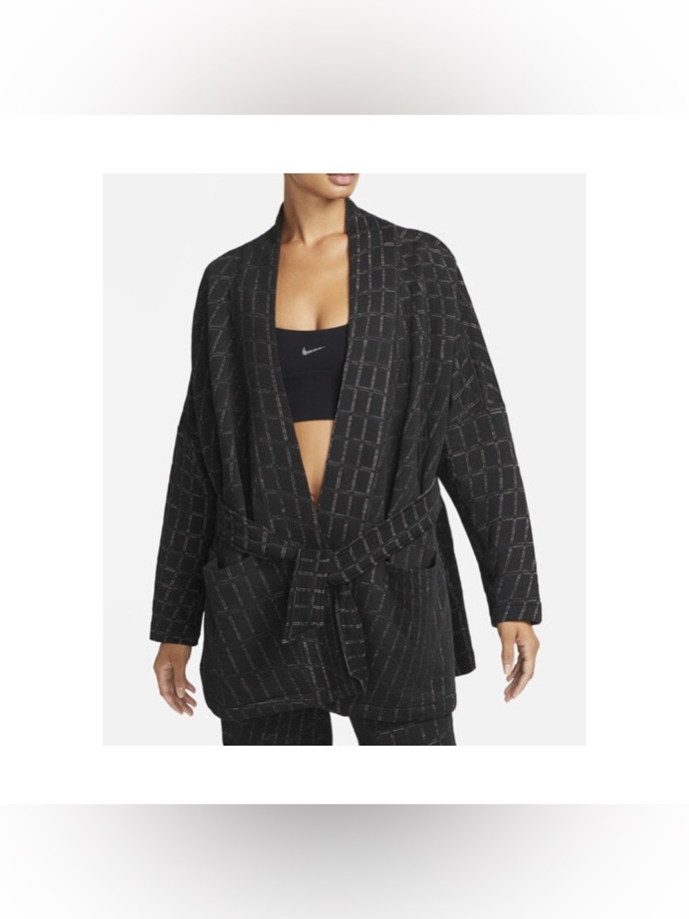 Nike Yoga Therma Fit Luxe Jacquard Top Wrap Sweater